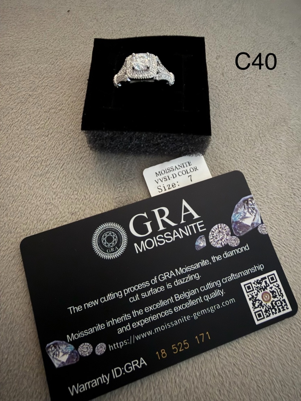 Silver-Tone Ring - White Moissanite